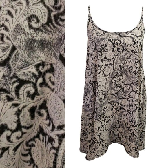 Free People Intimately Womens Black & White Paisley Nightgown Slip Large - Picture 1 of 8